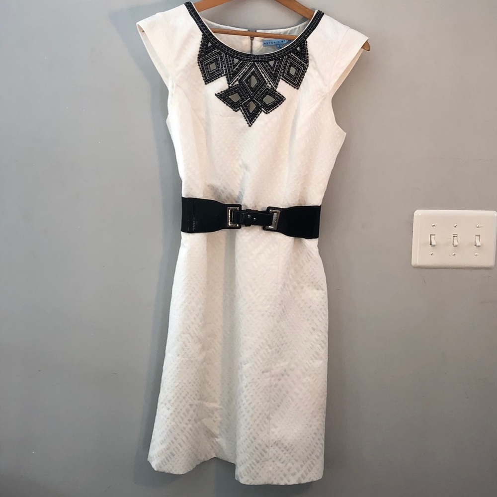 Antonio Melani White Sleeveless A-Line Dress Sz 8